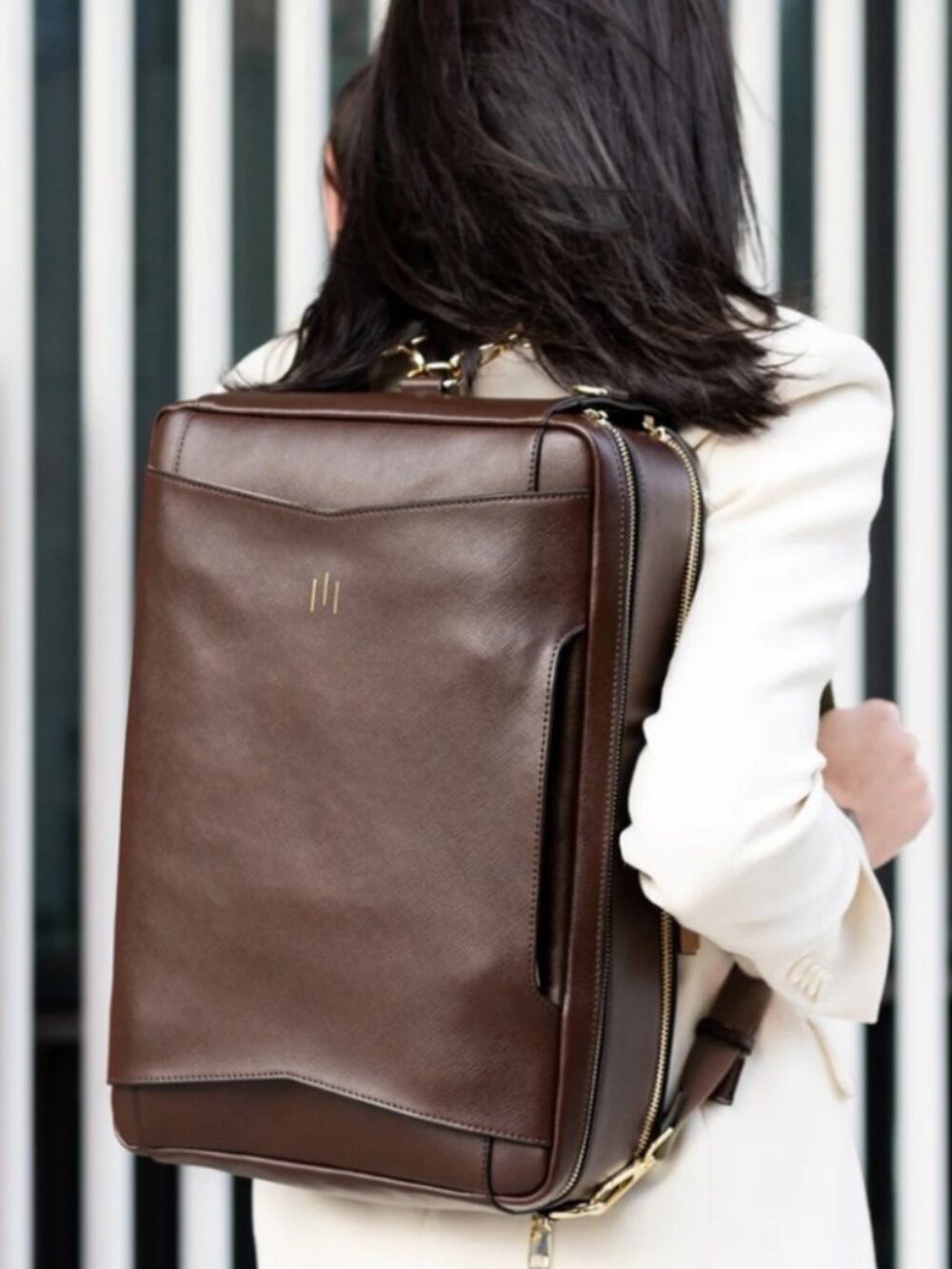 La Mansio Italian Premium Leather laptop work bag backpack Chocolate Brown Color - Picture 2 of 12